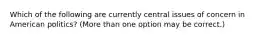 Which of the following are currently central issues of concern in American politics? (More than one option may be correct.)