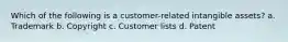 Which of the following is a customer-related intangible assets? a. Trademark b. Copyright c. Customer lists d. Patent