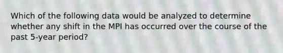 Which of the following data would be analyzed to determine whether any shift in the MPI has occurred over the course of the past 5-year period?