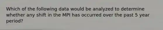 Which of the following data would be analyzed to determine whether any shift in the MPI has occurred over the past 5 year period?