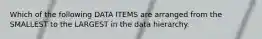 Which of the following DATA ITEMS are arranged from the SMALLEST to the LARGEST in the data hierarchy.