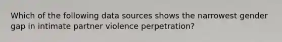 Which of the following data sources shows the narrowest gender gap in intimate partner violence perpetration?