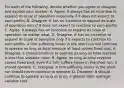 For each of the​ following, decide whether you agree or disagree and explain your​ answer: A. Agree. It always has an incentive to expand its scale of operation especially if it does not expect to earn profits. B. Disagree. It has an incentive to expand its scale of operation only if it does not expect to continue to earn profits. C. Agree. It always has an incentive to expand its scale of operation no matter what. D. Disagree. It has an incentive to expand its scale of operation only if it expects to continue to earn profits. A firm suffering losses in the short run will continue to operate as long as total revenue at least covers fixed cost. A. ​Disagree: It should continue to operate as long as total revenue is less than variable costs. B. Agree. As long as total revenue covers fixed​ cost, even if a firm suffers losses in the short​ run, it should operate. C. ​Disagree: A firm suffering losses in the short run should never continue to operate. D. ​Disagree: It should continue to operate as long as price is greater than average variable cost.