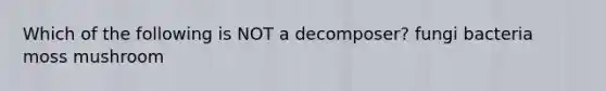 Which of the following is NOT a decomposer? fungi bacteria moss mushroom