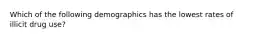 Which of the following demographics has the lowest rates of illicit drug use?