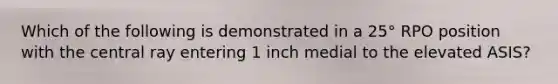 Which of the following is demonstrated in a 25° RPO position with the central ray entering 1 inch medial to the elevated ASIS?