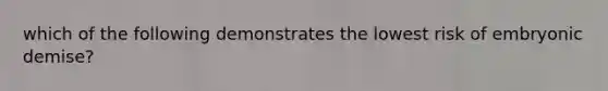 which of the following demonstrates the lowest risk of embryonic demise?