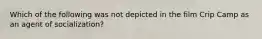 Which of the following was not depicted in the film Crip Camp as an agent of socialization?