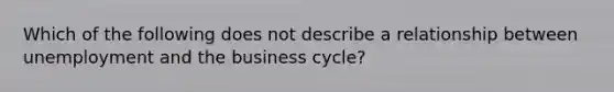 Which of the following does not describe a relationship between unemployment and the business cycle?