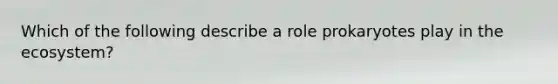 Which of the following describe a role prokaryotes play in the ecosystem?