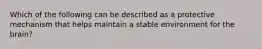 Which of the following can be described as a protective mechanism that helps maintain a stable environment for the brain?