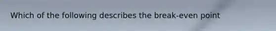 Which of the following describes the break-even point