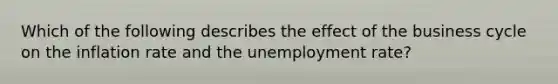 Which of the following describes the effect of the business cycle on the inflation rate and the unemployment​ rate?