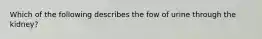 Which of the following describes the fow of urine through the kidney?