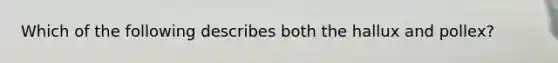Which of the following describes both the hallux and pollex?