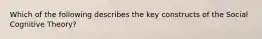 Which of the following describes the key constructs of the Social Cognitive Theory?