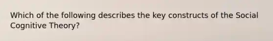 Which of the following describes the key constructs of the Social Cognitive Theory?