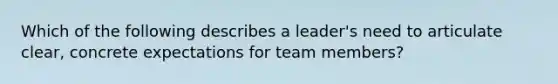 Which of the following describes a leader's need to articulate clear, concrete expectations for team members?