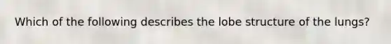 Which of the following describes the lobe structure of the lungs?