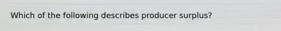 Which of the following describes producer surplus?