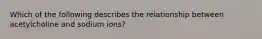 Which of the following describes the relationship between acetylcholine and sodium ions?