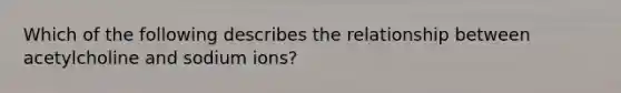 Which of the following describes the relationship between acetylcholine and sodium ions?