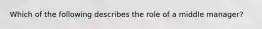 Which of the following describes the role of a middle manager?