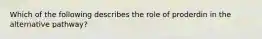 Which of the following describes the role of proderdin in the alternative pathway?