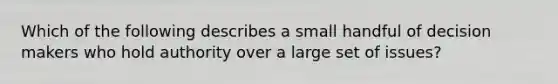 Which of the following describes a small handful of decision makers who hold authority over a large set of issues?