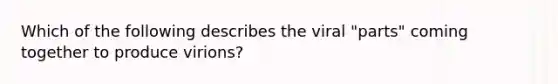 Which of the following describes the viral "parts" coming together to produce virions?