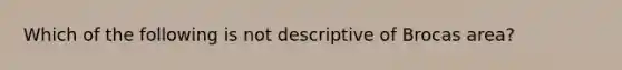 Which of the following is not descriptive of Brocas area?