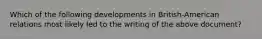 Which of the following developments in British-American relations most likely led to the writing of the above document?