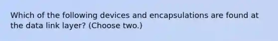 Which of the following devices and encapsulations are found at the data link layer? (Choose two.)