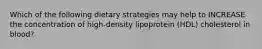 Which of the following dietary strategies may help to INCREASE the concentration of high-density lipoprotein (HDL) cholesterol in blood?