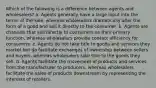 Which of the following is a difference between agents and wholesalers? a. Agents generally have a large input into the terms of the sale, whereas wholesalers dramatically alter the form of a good and sell it directly to the consumer. b. Agents are channels that sell directly to consumers as their primary function, whereas wholesalers provide contact efficiency for consumers. c. Agents do not take title to goods and services they market but do facilitate exchanges of ownership between sellers and buyers, whereas wholesalers take title to the goods they sell. d. Agents facilitate the movement of products and services from the manufacturer to producers, whereas wholesalers facilitate the sales of products downstream by representing the interests of retailers.