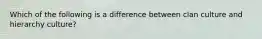 Which of the following is a difference between clan culture and hierarchy culture?