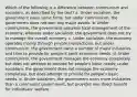 Which of the following is a difference between communism and socialism, as described by the text? a. Under socialism, the government owns some firms, but under communism, the government does not own any major assets. b. Under communism, the government assumes total management of the economy, whereas under socialism, the government does not try to manage the overall economy. c. Under socialism, the economy operates mainly through private transactions, but under communism, the government owns a number of major industries and tries to provide for people's basic economic needs. d. Under communism, the government manages the economy completely but does not attempt to provide for people's basic needs; under socialism, the government does not manage the economy completely, but does attempt to provide for people's basic needs. e. Under socialism, the government owns more industries than a communist government, but provides less direct benefit for individuals' welfare.