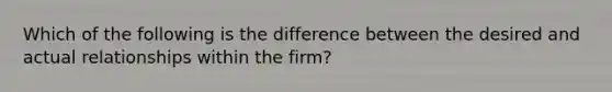 Which of the following is the difference between the desired and actual relationships within the firm?​