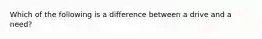 Which of the following is a difference between a drive and a need?