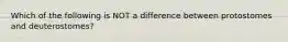 Which of the following is NOT a difference between protostomes and deuterostomes?