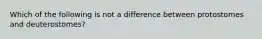 Which of the following is not a difference between protostomes and deuterostomes?