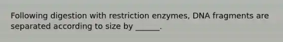 Following digestion with restriction enzymes, DNA fragments are separated according to size by ______.