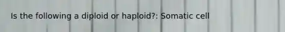 Is the following a diploid or haploid?: Somatic cell