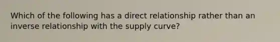 Which of the following has a direct relationship rather than an inverse relationship with the supply curve?