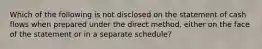 Which of the following is not disclosed on the statement of cash flows when prepared under the direct method, either on the face of the statement or in a separate schedule?