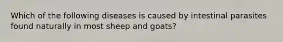 Which of the following diseases is caused by intestinal parasites found naturally in most sheep and goats?