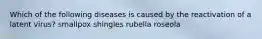 Which of the following diseases is caused by the reactivation of a latent virus? smallpox shingles rubella roseola