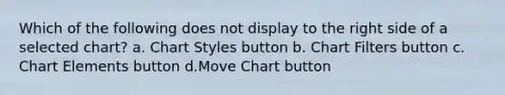 Which of the following does not display to the right side of a selected chart? a. Chart Styles button b. Chart Filters button c. Chart Elements button d.Move Chart button