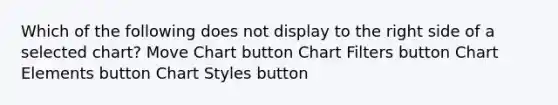 Which of the following does not display to the right side of a selected chart? Move Chart button Chart Filters button Chart Elements button Chart Styles button