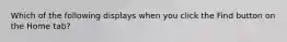 Which of the following displays when you click the Find button on the Home tab?